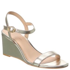 Stuart Weitzman Gold Metallic Wedge Sandals Ankle Strap Womens 7